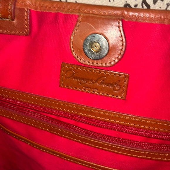 Dooney & Bourke Brown Leather Tote with Signature Print - Picture 6 of 10